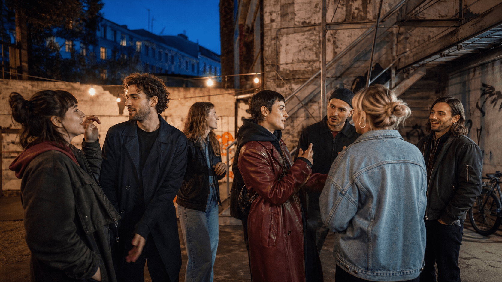 Guests enjoying relaxed conversation at a hosted evening in Berlin